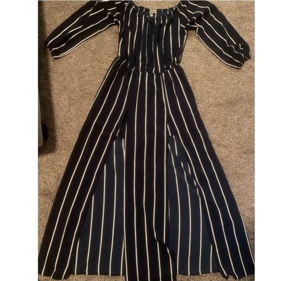J for Justify Pants - Blue and white striped jumpsuit/dress